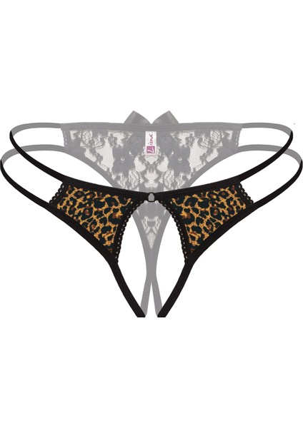 Mulvxbrf BRF02 Önü Açık Büyük Beden Leopar Desenli Bato Külot (Mulvix)