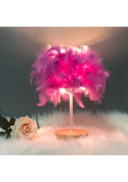 Tüy Masa Lambası Işık Lüks Başucu Lambası Gece Lambası Yatak Odası Oturma Odası Parti Düğün Dekorasyonu Pembe (Yurt Dışından) fiyatları