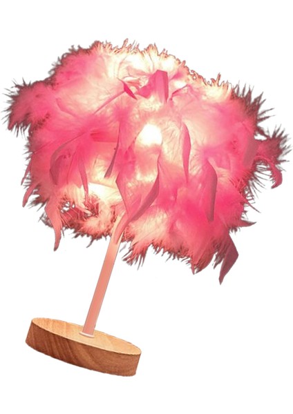 Tüy Masa Lambası Işık Lüks Başucu Lambası Gece Lambası Yatak Odası Oturma Odası Parti Düğün Dekorasyonu Pembe (Yurt Dışından) fırsatları