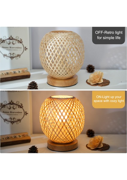 Başucu Lambası Yatak Odası Rahat Bambu Dokuma Lamba Sıcak Işık Gece Lambası Eski Küçük Masa Lambaları (Yurt Dışından) fiyatları