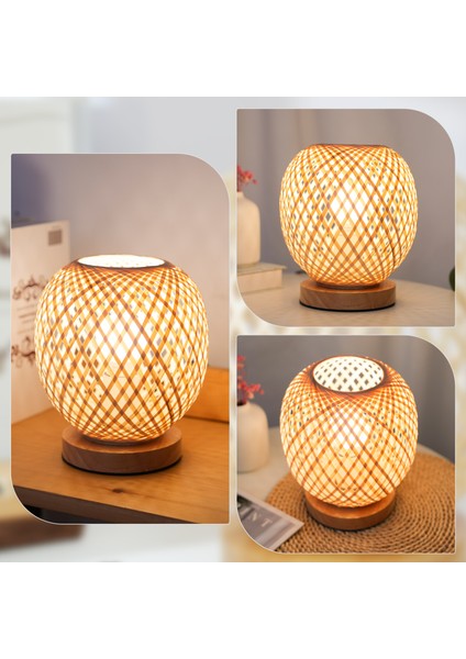 Başucu Lambası Yatak Odası Rahat Bambu Dokuma Lamba Sıcak Işık Gece Lambası Eski Küçük Masa Lambaları (Yurt Dışından) modelleri