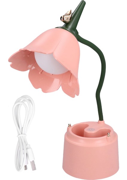 Pembe Çiçek Masa Lambası Evrensel Hortum 3 Vites Mağaza Dokunmatik Pembe Sevimli Masa Lambası Okuma Ofis Başucu Lambası (Yurt Dışından)