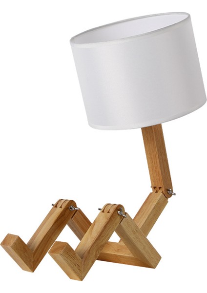 Yatak Odası Oturma Odası Ofis Için Ayarlanabilir Ahşap Silindirik Gece Lambası Başucu Lambası 12W Üç Renkli Ampul Ab Fişi 8031 Bej (Yurt Dışından)