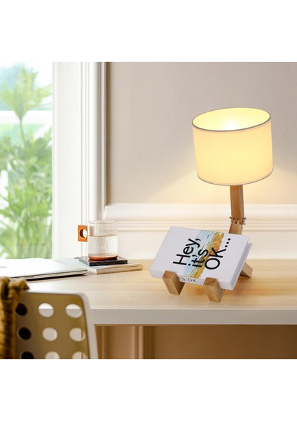 Yatak Odası Oturma Odası Ofis Için Ayarlanabilir Ahşap Silindirik Gece Lambası Başucu Lambası 12W Üç Renkli Ampul Ab Fişi 8031 Bej (Yurt Dışından) fiyatları