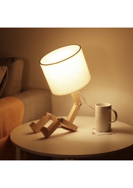 Yatak Odası Oturma Odası Ofis Için Ayarlanabilir Ahşap Silindirik Gece Lambası Başucu Lambası 12W Üç Renkli Ampul Ab Fişi 8031 Bej (Yurt Dışından) fırsatları