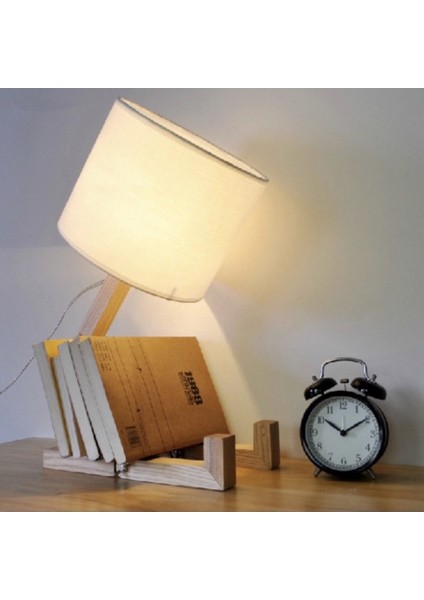 Yatak Odası Oturma Odası Ofis Için Ayarlanabilir Ahşap Silindirik Gece Lambası Başucu Lambası 12W Üç Renkli Ampul Ab Fişi 8031 Bej (Yurt Dışından) indirimleri