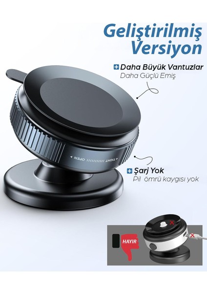 Çok Amaçlı Vakumlu Mıknatıslı Araç Telefon Tutucu Siyah fiyatları