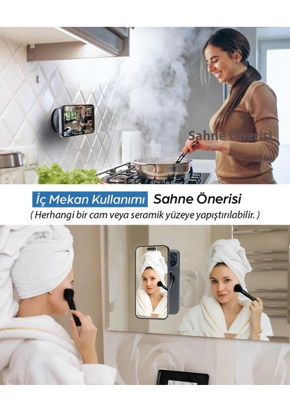 Çok Amaçlı Vakumlu Mıknatıslı Araç Telefon Tutucu Siyah