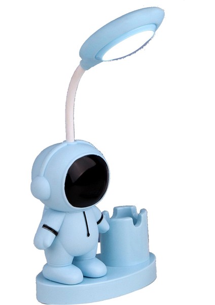 Masa Lambası Çok Yönlü Katlanabilir Uzay Adamı Görünümlü Yumuşak Işık USB Başucu Lambası Gece Lambası Ev Yatak Odası Ofis Mavi (Yurt Dışından)