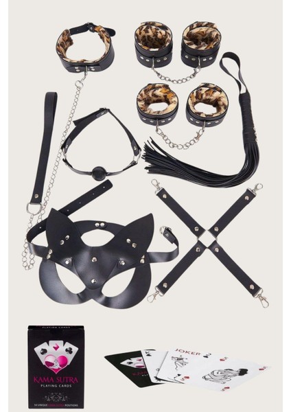 Mulvxbrf BRF02 Sexy Görselli Oyun Kartı Kama Sutra 7'li Leopar Harness Set (Mulvix)