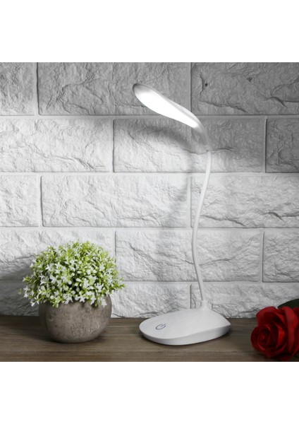 USB Esnek Boyun LED Masa Lambası Kısılabilir Dokunmatik Anahtar Gece Okuma Lambası (Yurt Dışından)