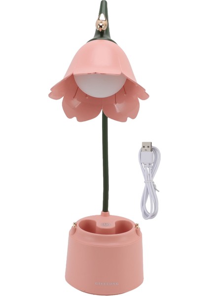 5V 3W Masa Lambası USB Çiçekler ve Kuşlar Tasarımlı Katlanır Enerji Tasarruflu Göz Korumalı Okuma Işığı Yatak Odası Için GL562 Pembe (Yurt Dışından)