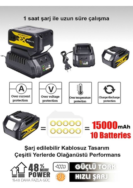598 Vf 82 Parça Çelik Şanzuman Bakır Sargılı 10 Pil Lü Vidalama Darbeli Şarjlı Matkap modelleri