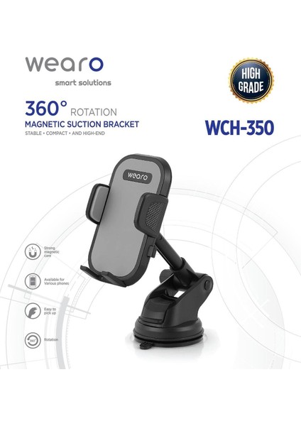 Araç içi ayarlanabilir vantuzlu telefon tutucu, yüksek kalite, cam ve torpido uyumlu