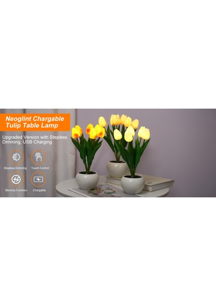 Lale Lamba Iç Mekan Dekoratif Masa Lambası Saksı Lambası Ortam Gece Lambası Hediye Saksı Bitkisi (Yurt Dışından)