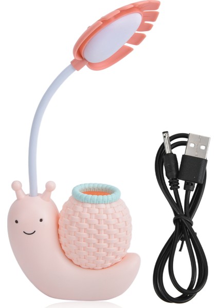 LED Masa Lambası USB Şarjlı Salyangoz Hayvan Göz Korumalı Masa Lambası Ayarlanabilir Açı Beyaz Işık (Yurt Dışından)
