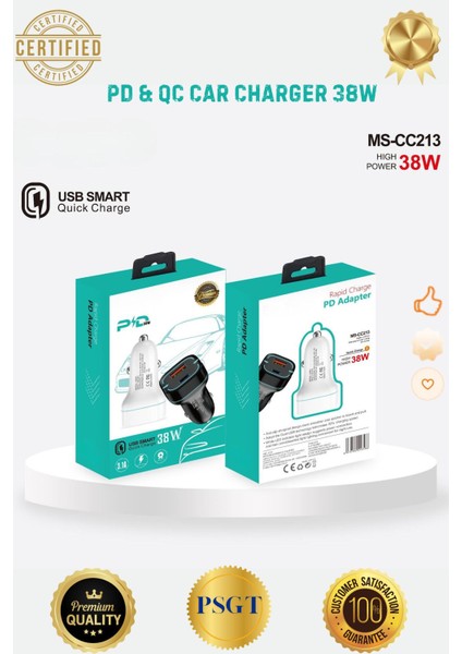 Hızlı Şarj Araç Çakmaklık Type-C USB ve Havalandırma Telefon Tutucu