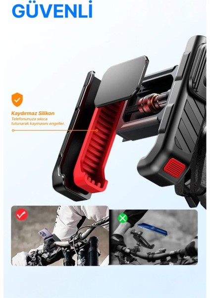 Kıskaçlı telefon tutucu, 4-7.7 inç, motosiklet, bisiklet, atv uyumlu, mıknatıslı, siyah modelleri