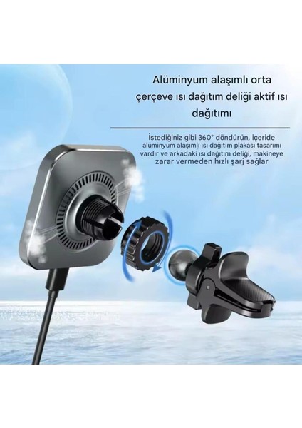 15W Kablosuz ve Mıknatıslı 2'li Araba Telefon Tutucu Siyah indirimleri