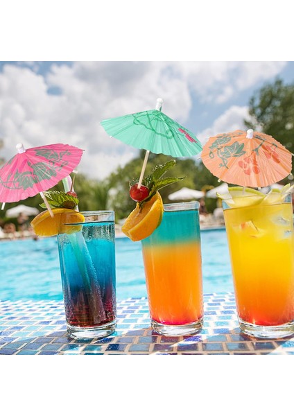 Vıp 12 Pcs Cocktaıl Umbrella 12 Adet Kokteyl Şemsiyesi Renkli Kokteyl Şemsiyesi Kokteyl Aksesuarları