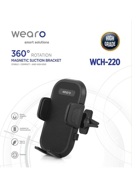 Döner araç içi telefon tutucu, klima uyumu, şık ve güvenli kullanım, 2 yıl garanti