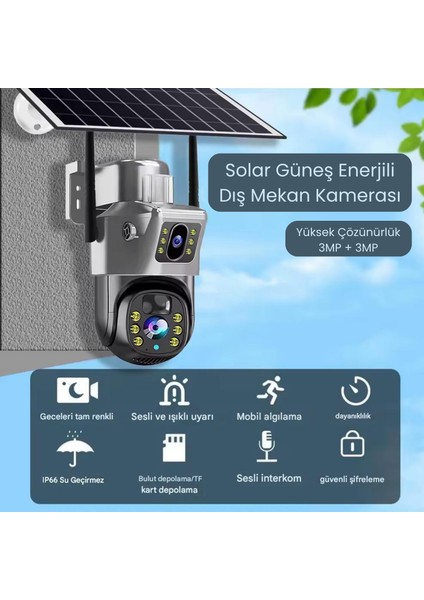 VIVA 735W V380 WİFİ Solar Güvenlik Kamerası Türkçe PTZ Hareketli Gece Görüşlü Güneş Panelli Akıllı Kamera fiyatları