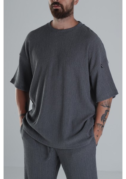 Antrasit Bürümcük Kumaş Oversize Takım