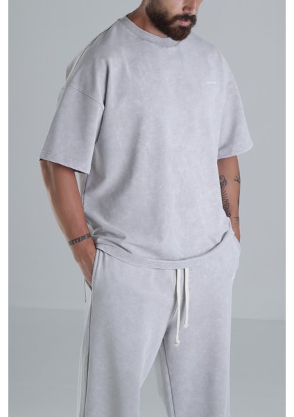 Yıkamalı Gri Oversize Takım