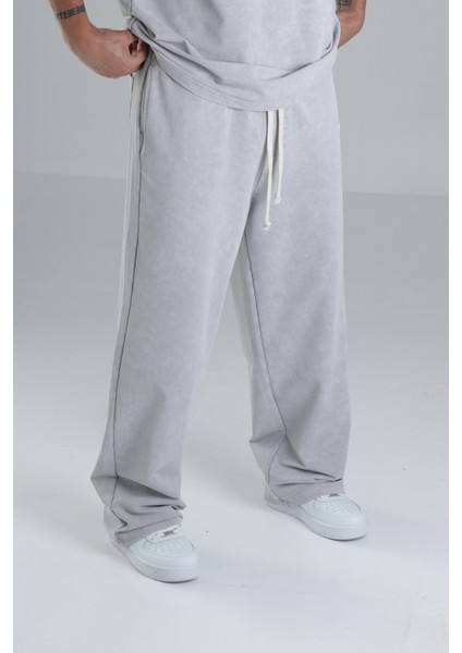 Yıkamalı Gri Oversize Takım