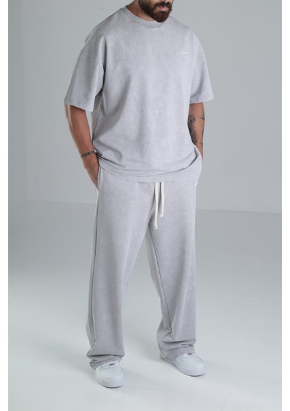 Yıkamalı Gri Oversize Takım