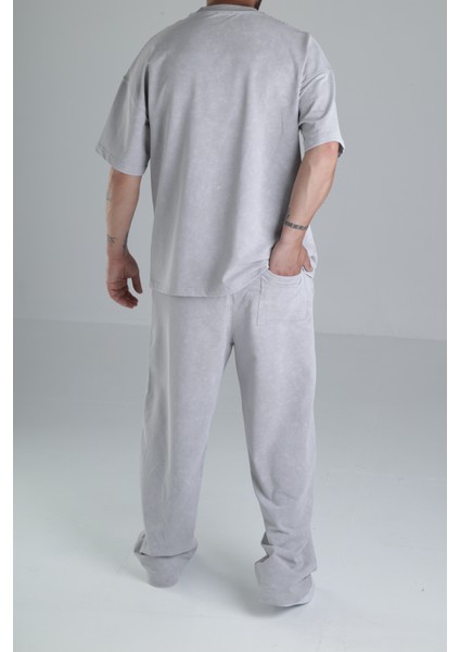 Yıkamalı Gri Oversize Takım