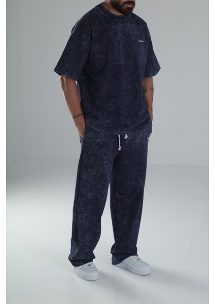 Yıkamalı Lacivert Oversize Takım