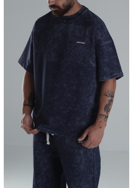 Yıkamalı Lacivert Oversize Takım