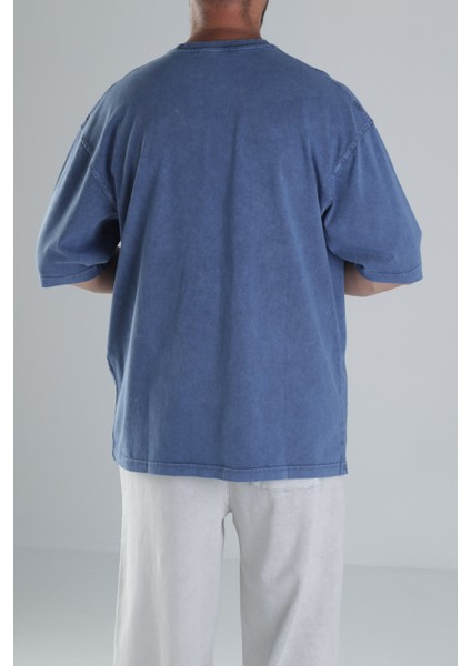 Yıkamalı Mavi Oversize T-Shirt fırsatları