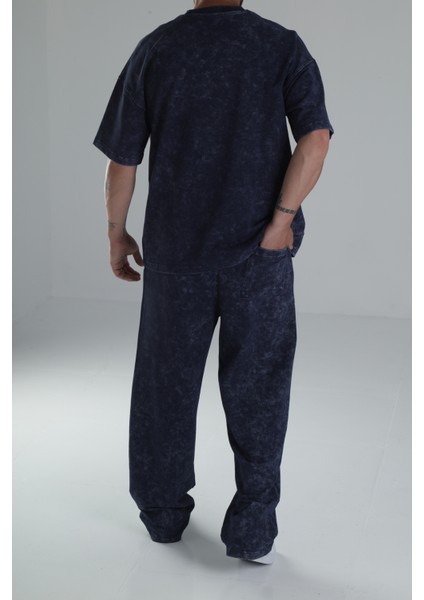 Yıkamalı Lacivert Oversize Takım