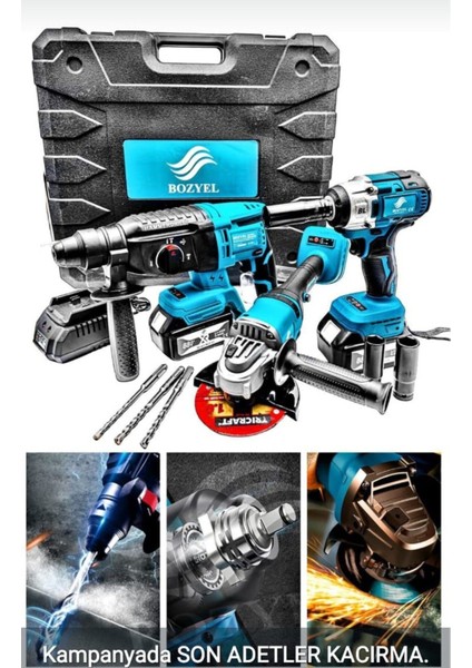 3'lü Set Matkap (Somun Sökme Hilti Matkap)2 Adet Akülü-Çelik Otomatik Mandrenli fiyatları