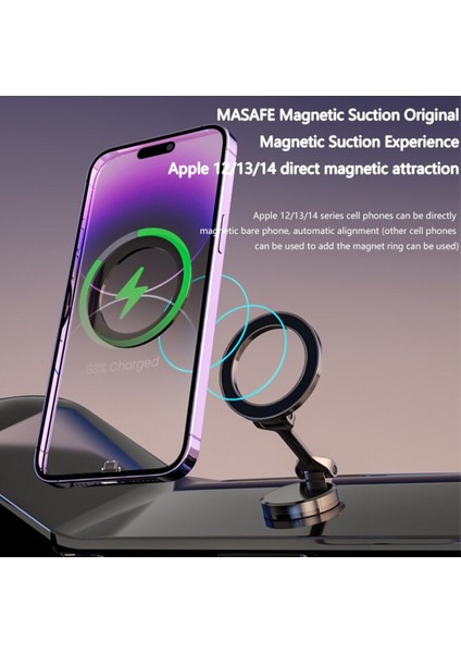 Manyetik araç içi telefon tutucu, kablosuz şarjsız, siyah renk, sağlam ve şık tasarım modelleri