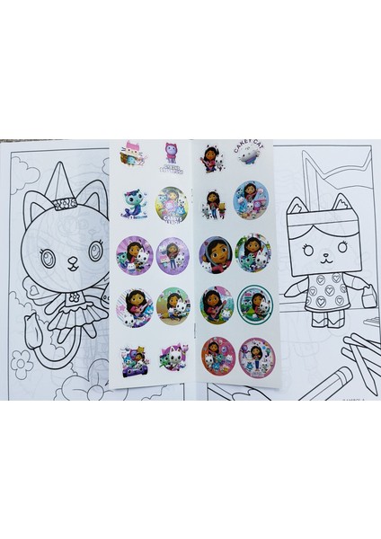 4 Adet Stickerli Boyama Kitabı 12 Li Kuru Boya Kalemi Hediyeli (Hello Kitty/kuromi/gabbys/paw P)X27