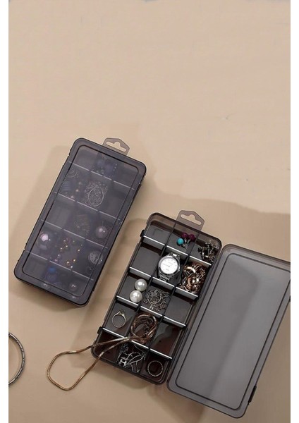 15 bölmeli ayarlanabilir takı ve aksesuar kutusu, siyah ve beyaz seçenekler