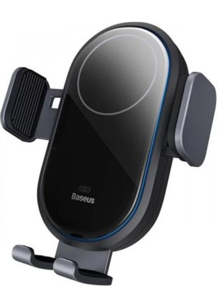 15W Kablosuz Araç İçi Telefon Tutucu, Otomatik Kilitli, Mavi LED, Endüktif Şarj Siyah
