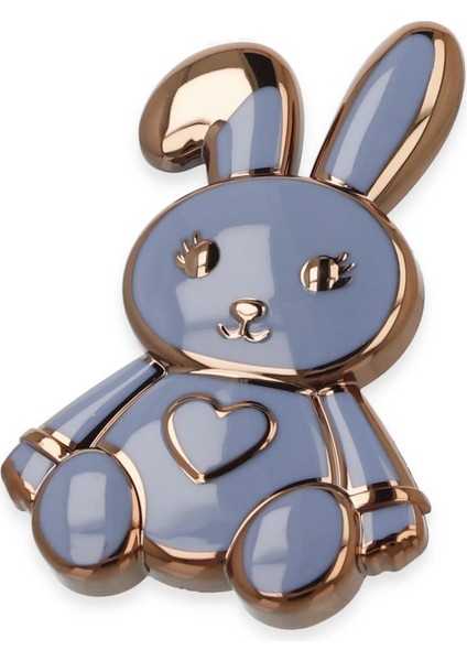 Açık Mavi Tavşan Figürlü Dekoratif Telefon Tutucu, Şık ve Sevimli Tasarım
