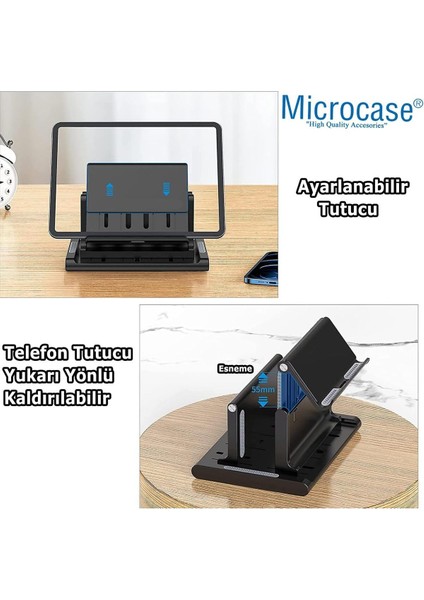 Çok Amaçlı Ayarlanabilir Telefon ve Laptop Dikey Stand Siyah AL4495