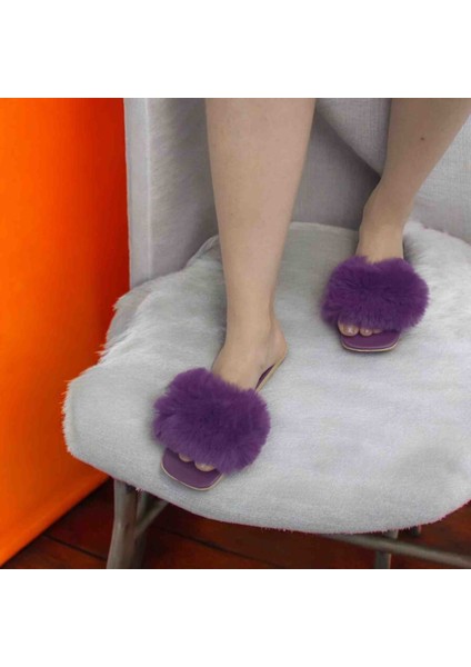 Mor Tüylü Kadın Terlik – Rahat, Günlük ve Çeyizlik Ev Terliği fiyatları