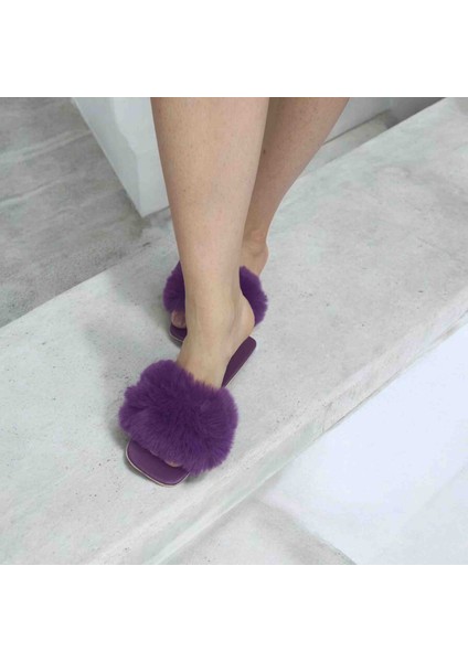 Mor Tüylü Kadın Terlik – Rahat, Günlük ve Çeyizlik Ev Terliği modelleri