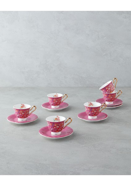 Pembe 12'li 6 Kişilik 90 ml Seramik Kahve Fincan Takımı, şık ve kullanışlı tasarım