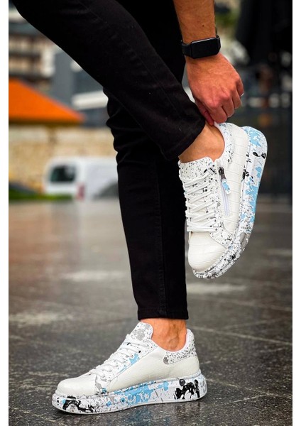 Kb-02 Kuback Bağcıklı Crocodile Beyaz Mavi Günlük Erkek Ayakkabı modelleri