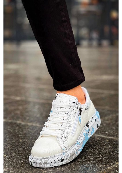 Kb-02 Kuback Bağcıklı Crocodile Beyaz Mavi Günlük Erkek Ayakkabı indirimleri