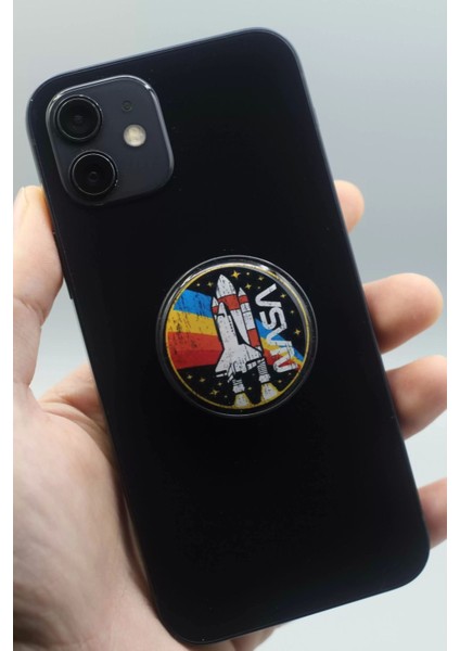Nasa Telefon Tutucu Pop Socket Rahat Kullanım Parmak Tutucu Siyah 1 Yıl