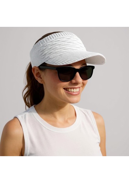 Kadın Triko Vizor Golf Tenis Açık Şapka