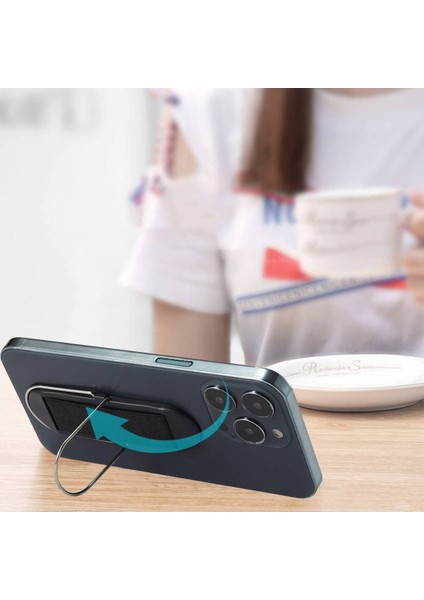 Manyetik telefon yüzük tutucu, standlı, 4'ü bir arada, siyah renk fırsatları